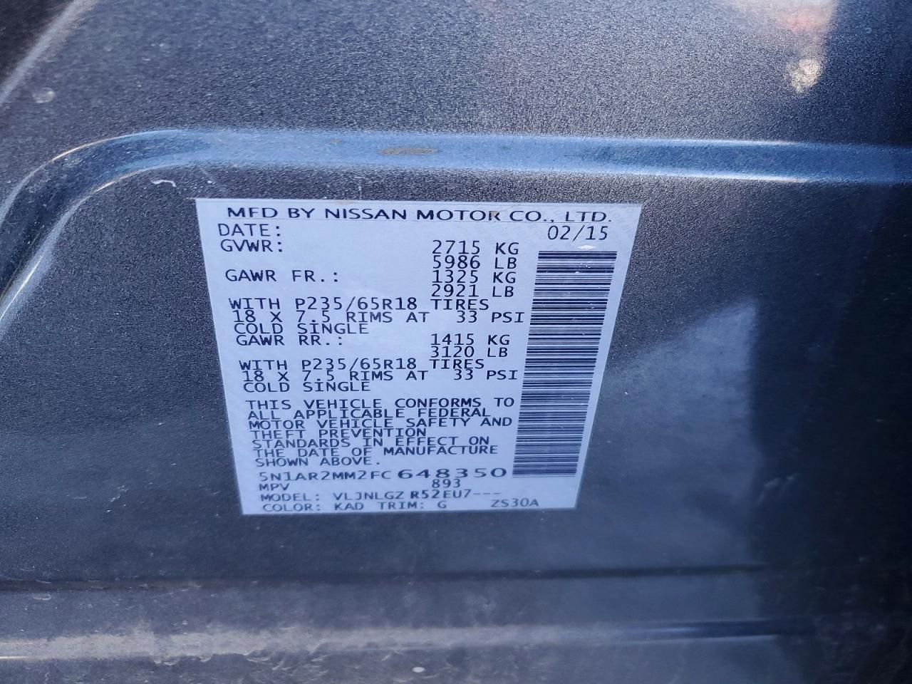 2015 Nissan Pathfinder s