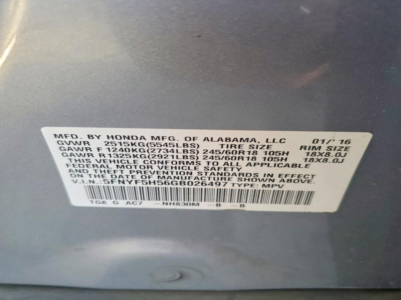 2016 Honda Pilot exl