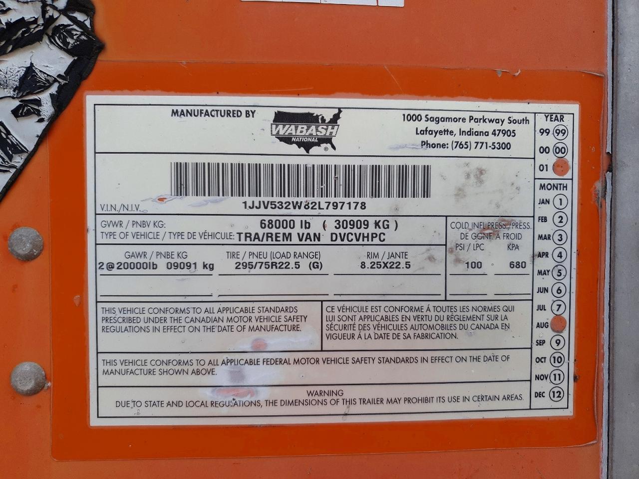 2002 Wabash Dvcvhpc DRY Van Trailer