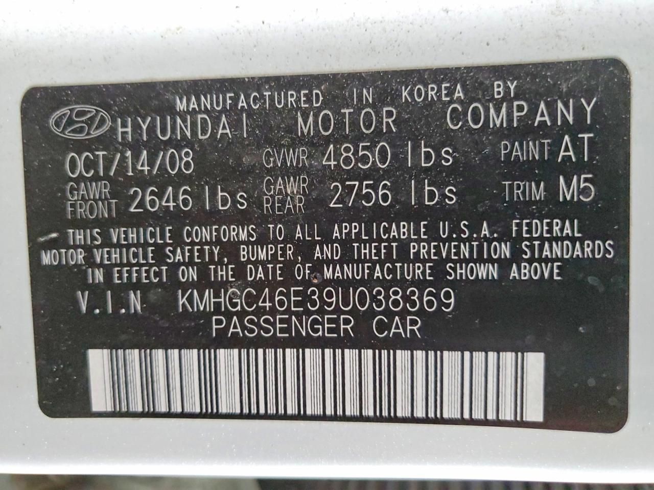 2009 Hyundai Genesis 3.8l