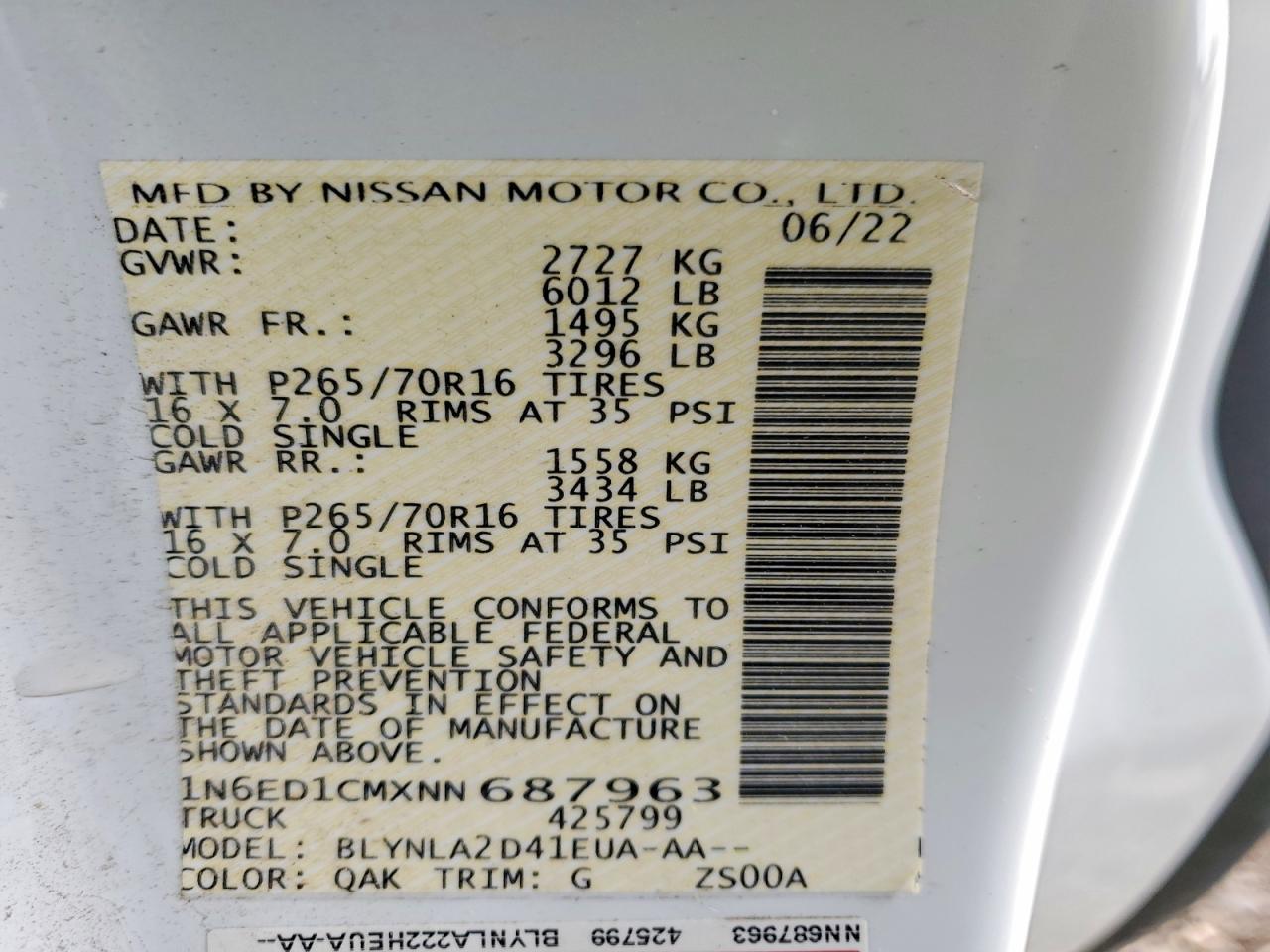 2022 Nissan Frontier S
