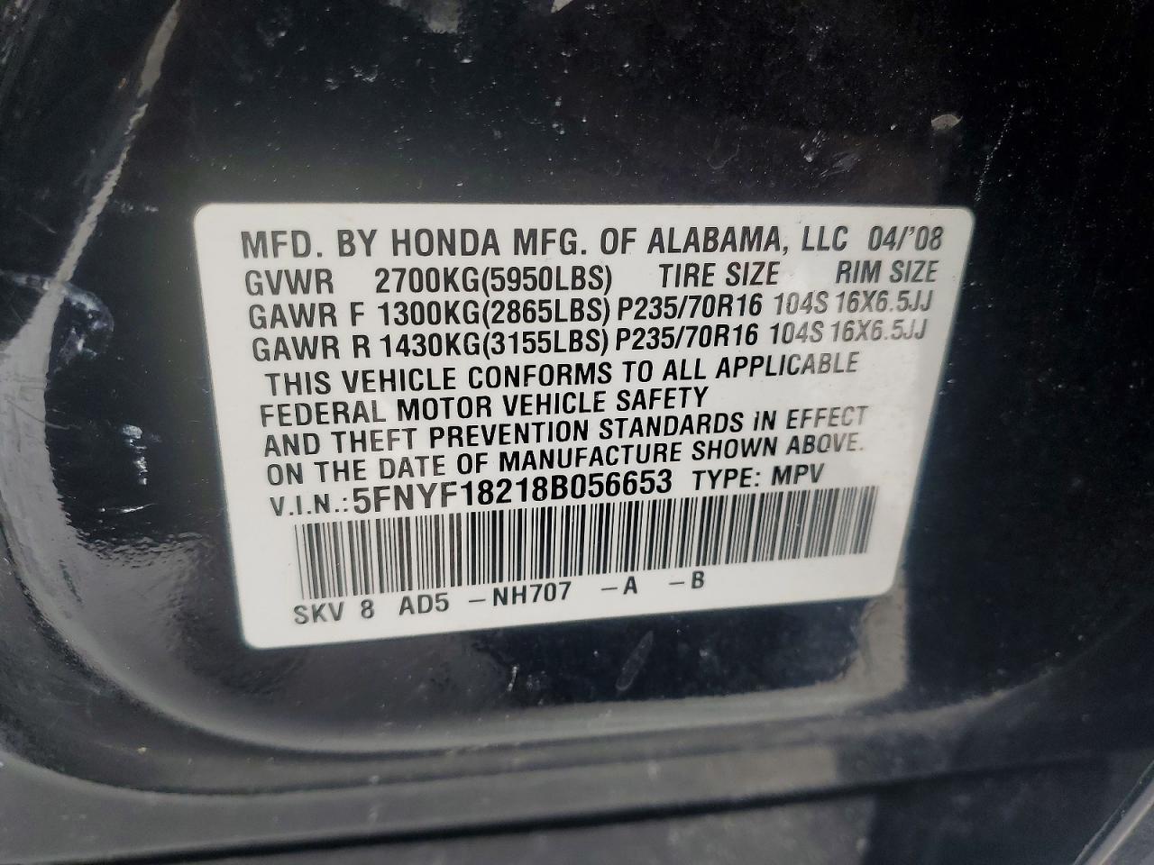 2008 Honda Pilot vp