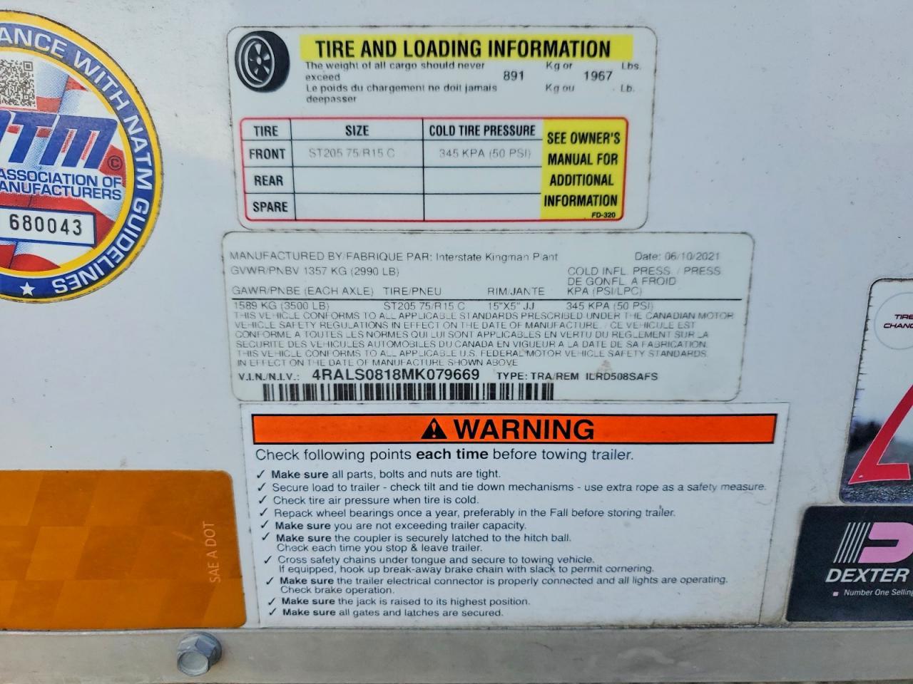 2021 Unknown 2021 Interstate Kingman Plant ILRD508SAFA Enclosed