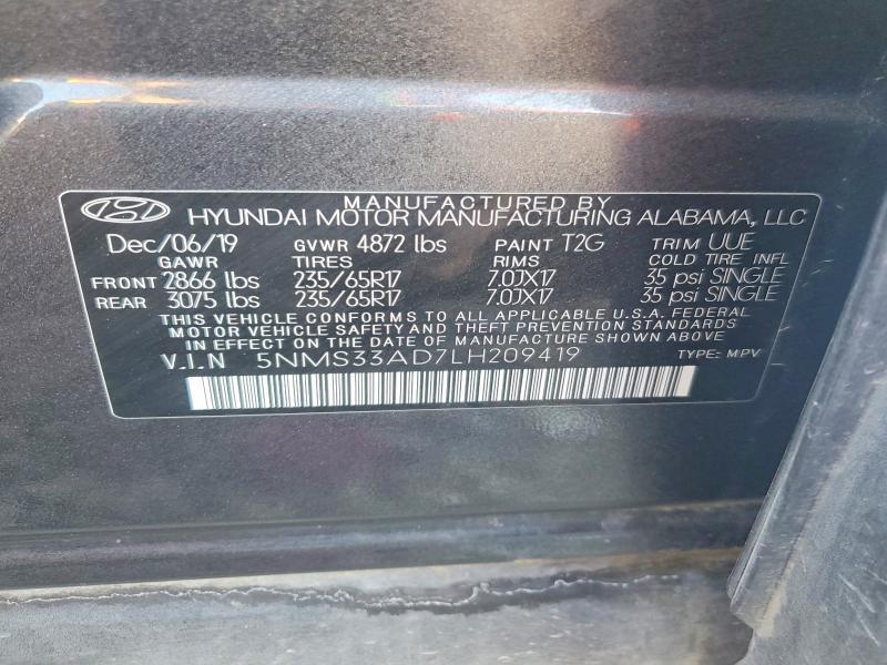 2020 Hyundai Santa fe sel
