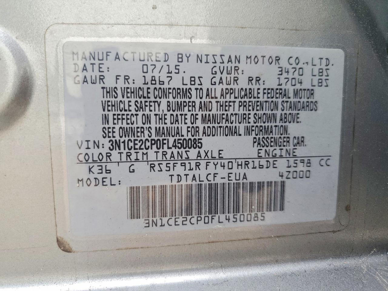 2015 Nissan Versa Note s