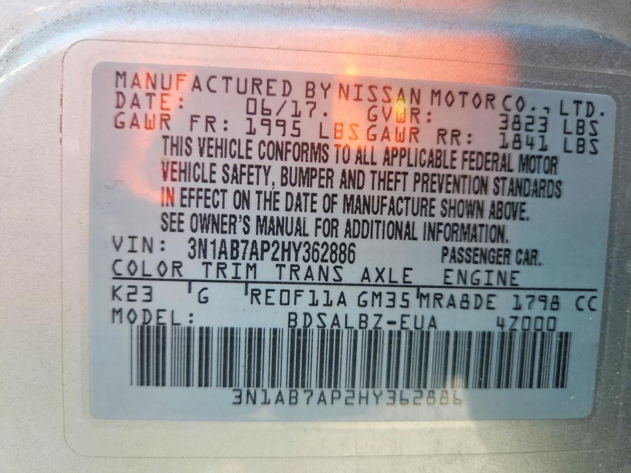 2017 Nissan Sentra s