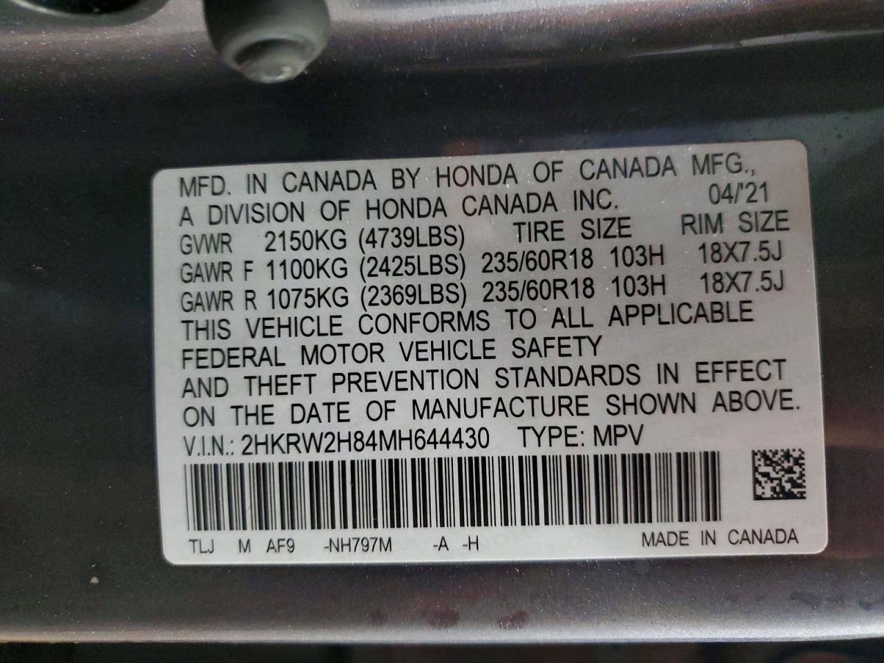 2021 Honda Cr-v exl
