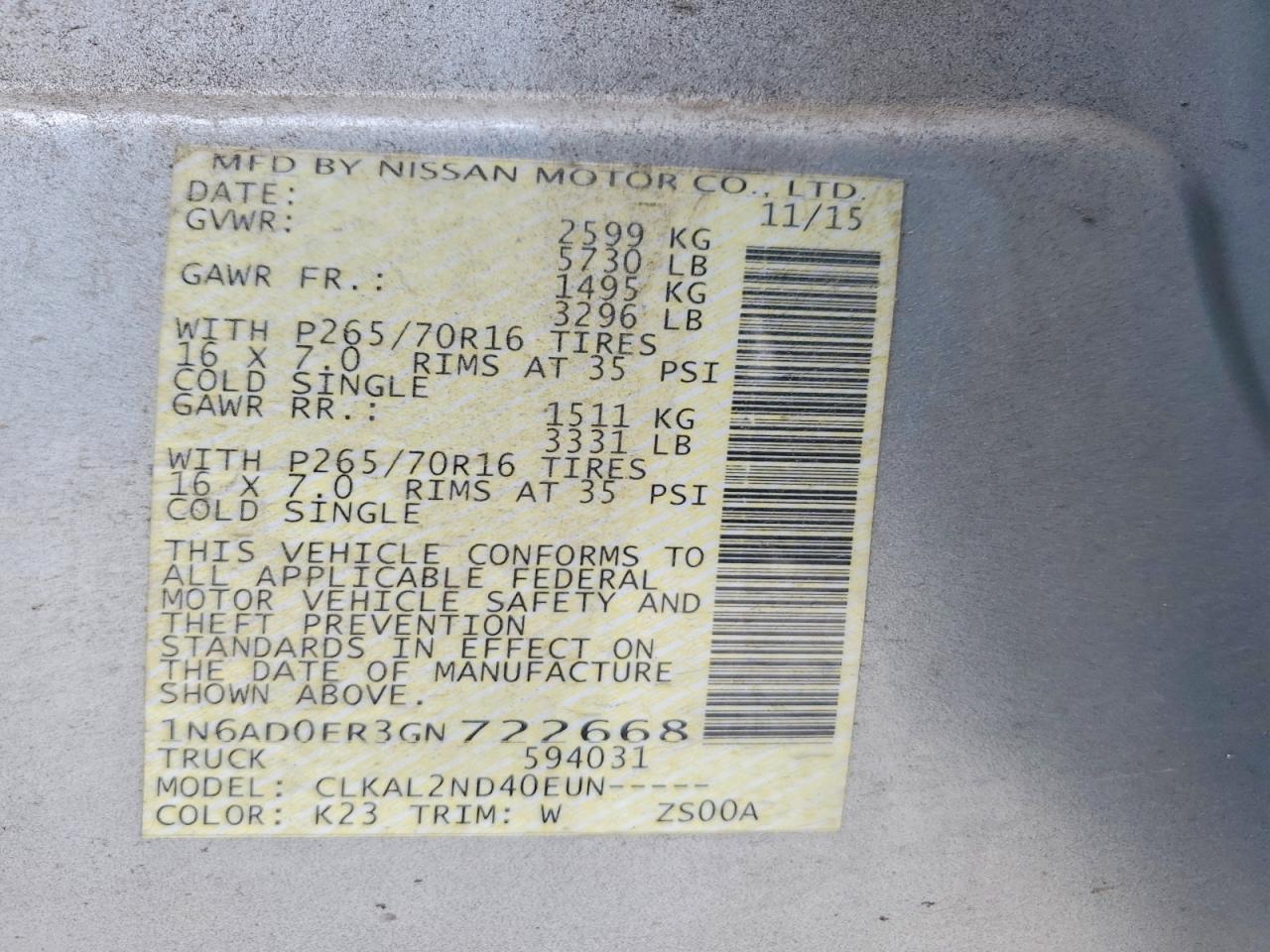 2016 Nissan Frontier SV