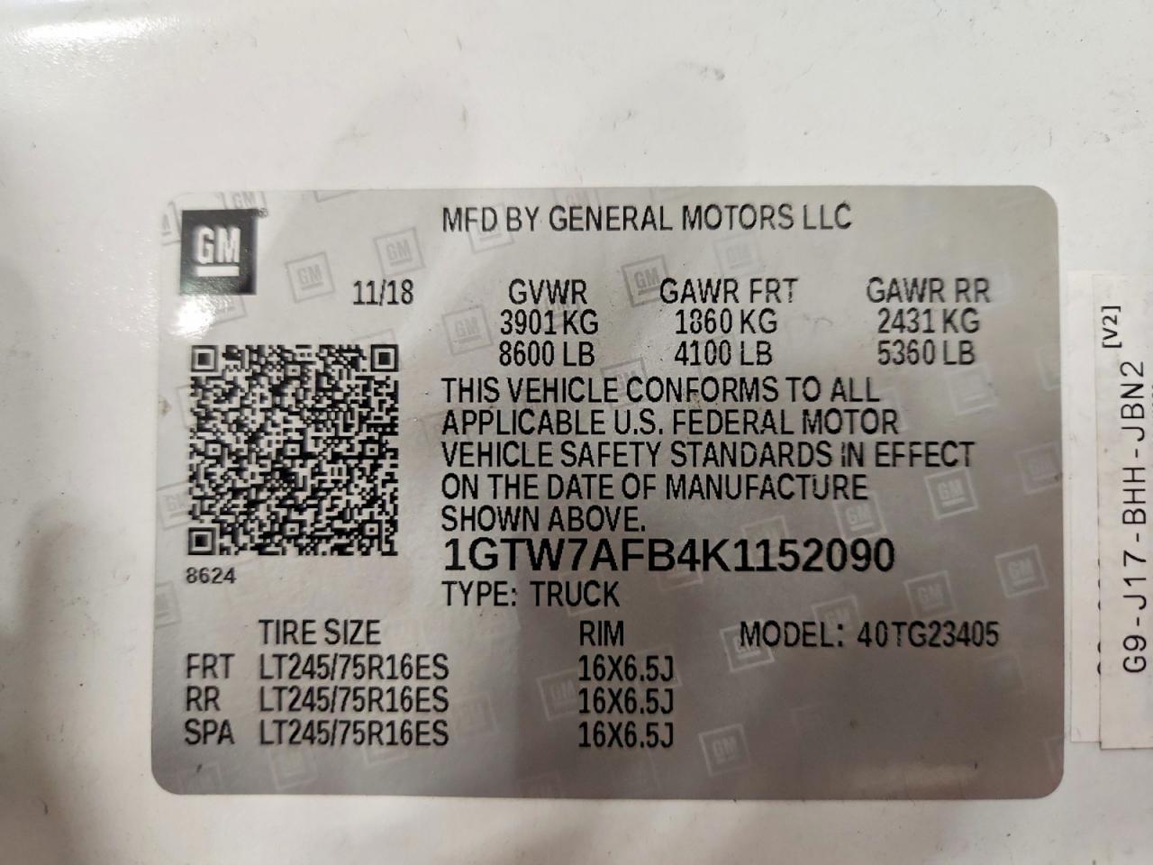 2019 GMC Savana G2500 Utility / Service Van