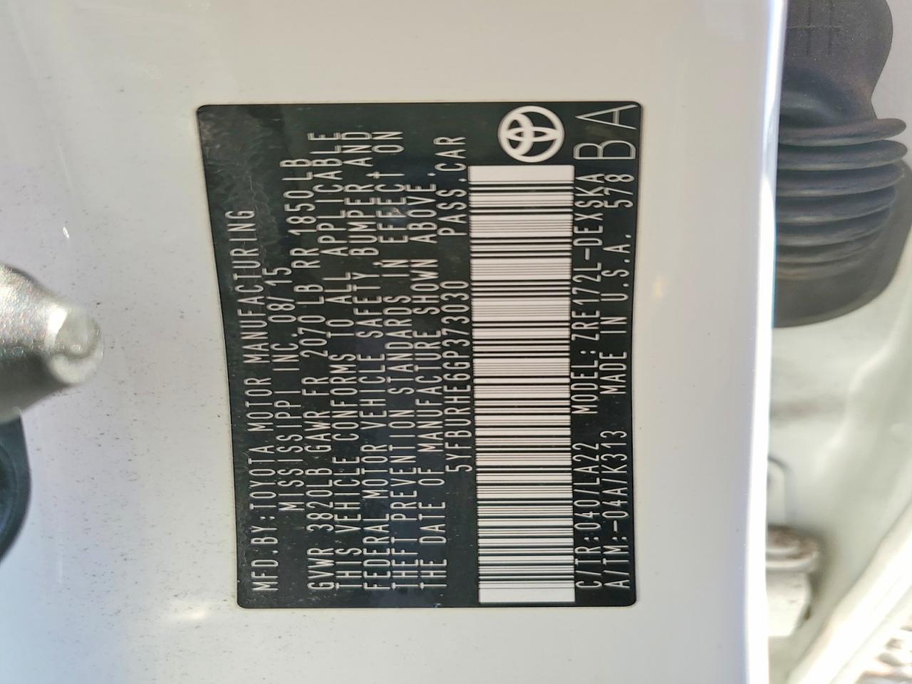 2016 Toyota Corolla l
