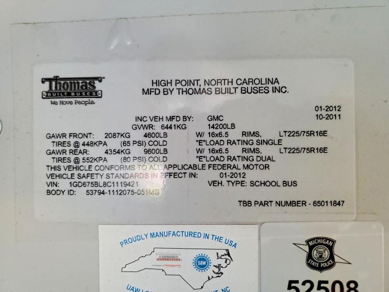2013 GMC 2012 Thomas Minotour G4500-School Bus