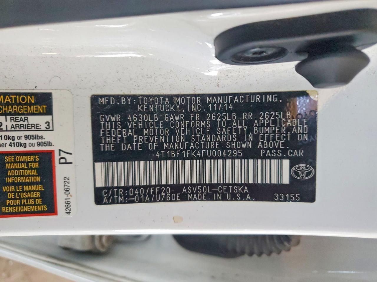 2015 Toyota Camry le
