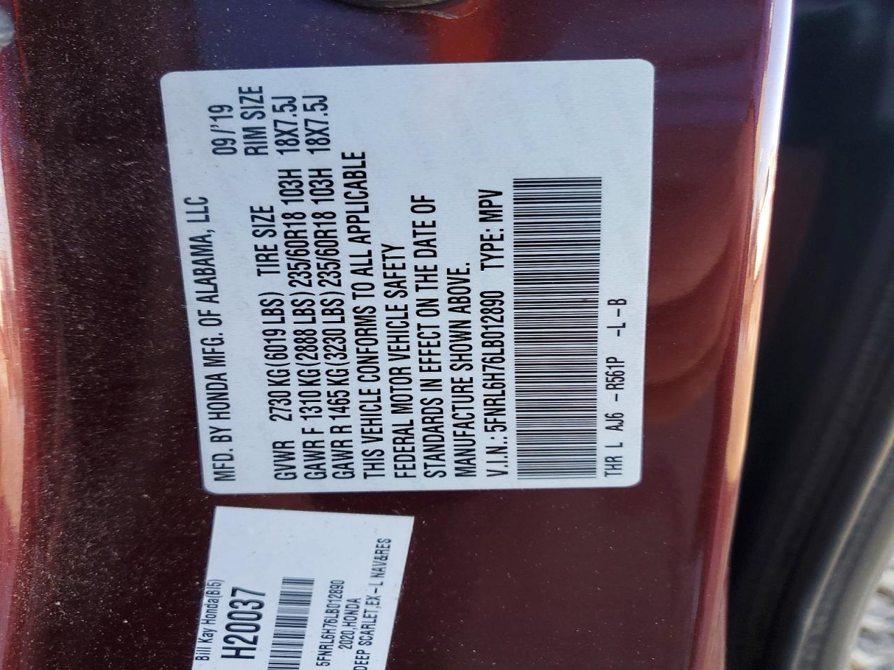 2020 Honda Odyssey exl
