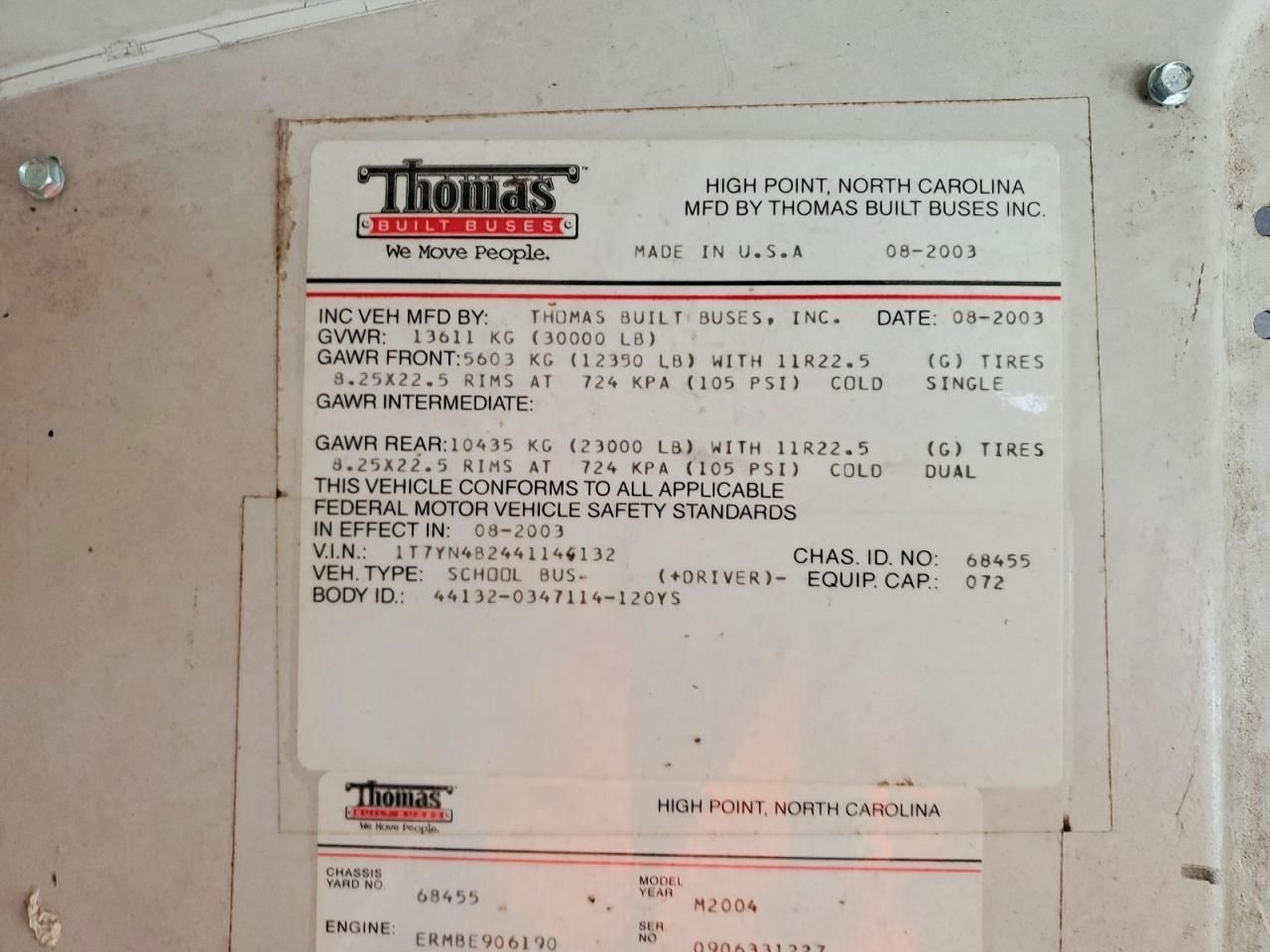 2004 Thomas School Bus-School Bus