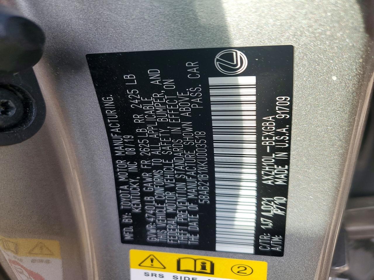 2019 Lexus Es 300h Base