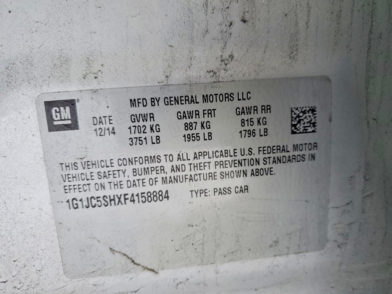 2015 Chevrolet Sonic lt