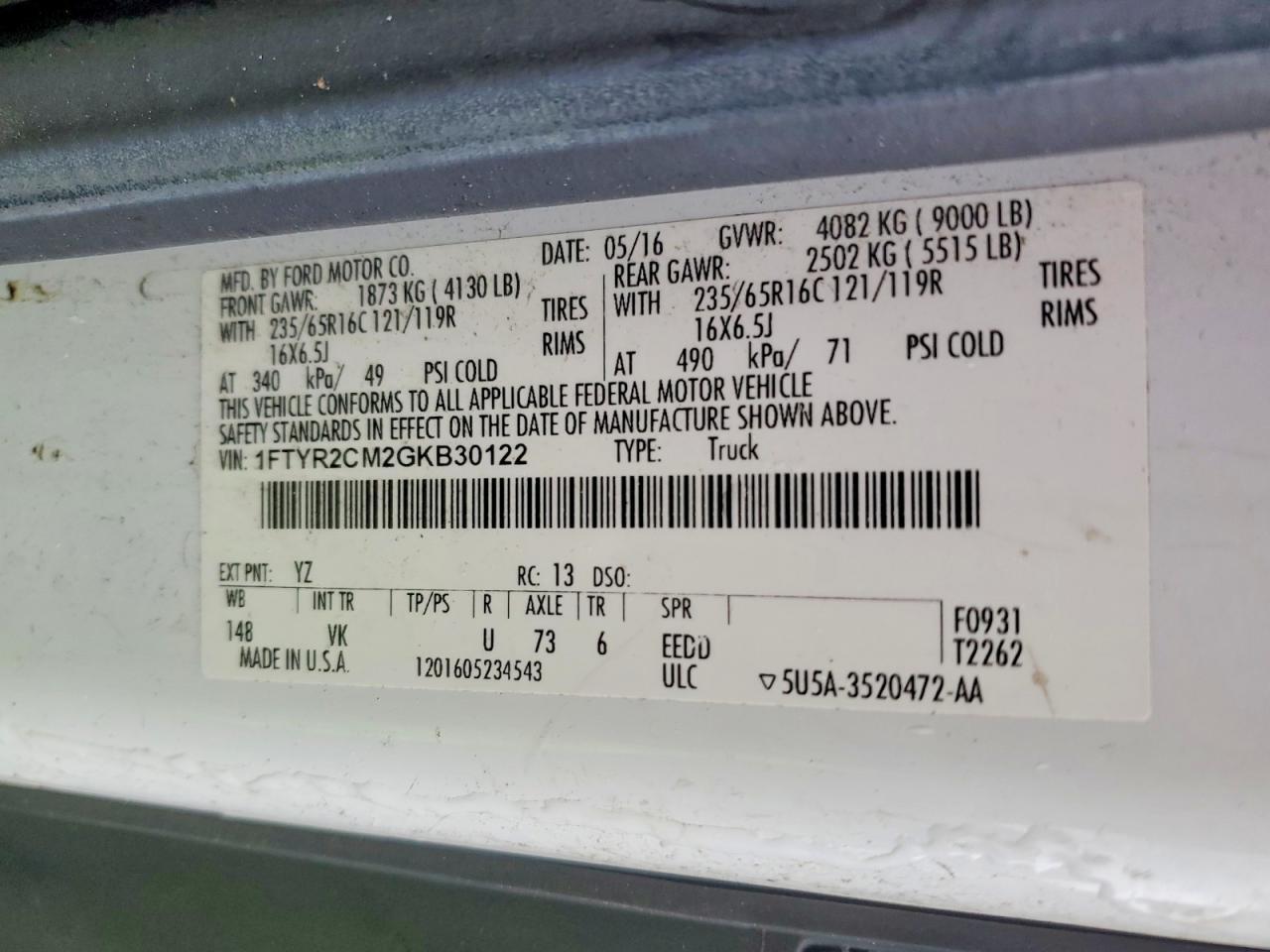 2016 Ford Transit 250 Delivery Van