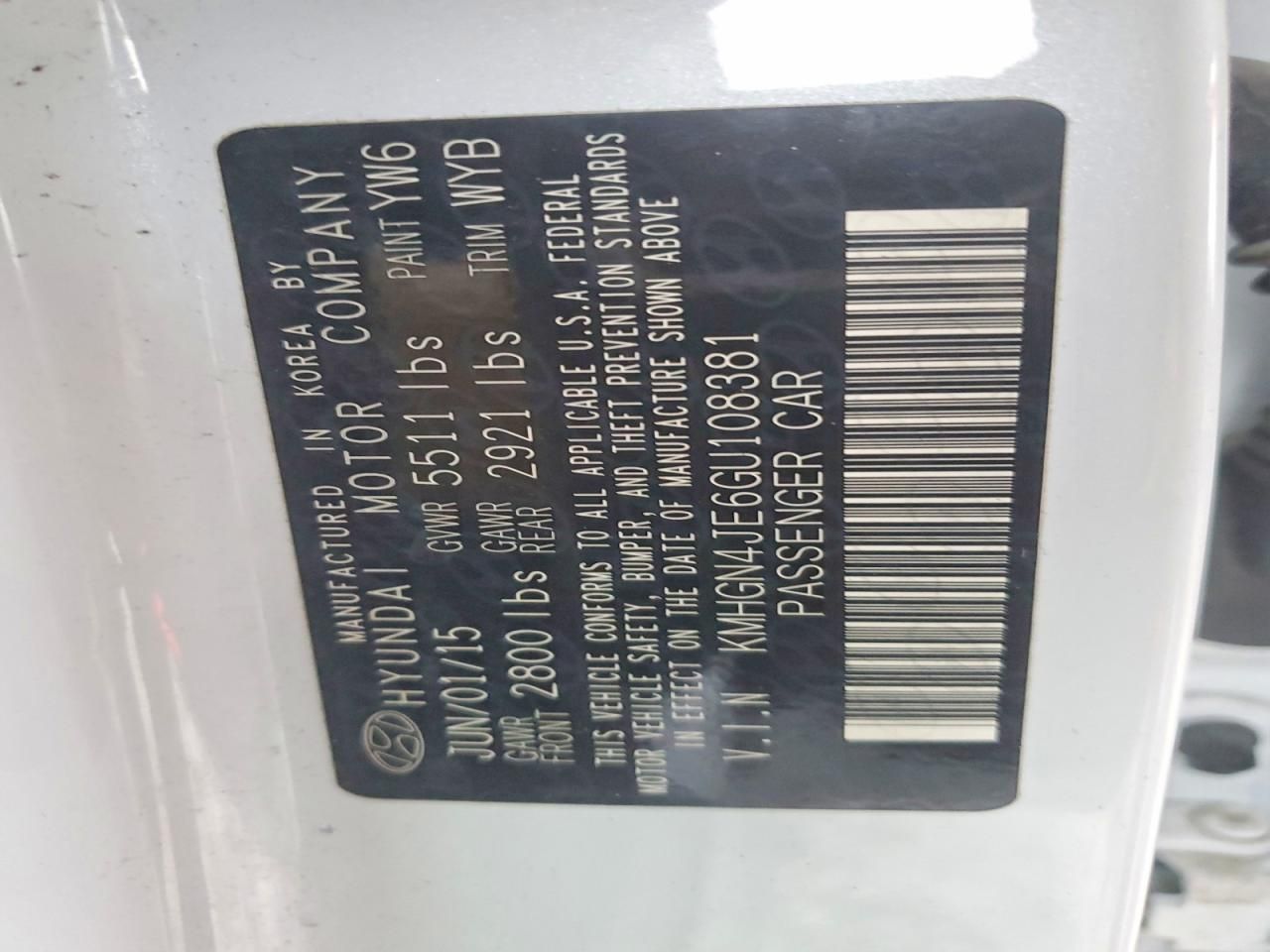 2016 Hyundai Genesis 3.8l