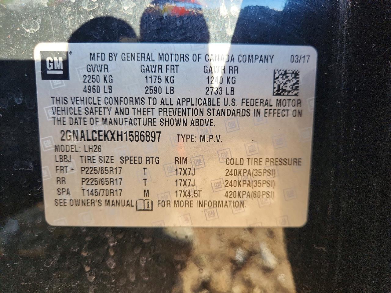 2017 Chev Equinox lt