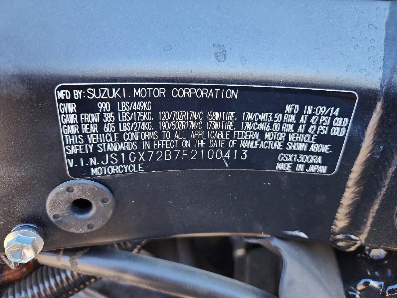 2015 Suzuki GSX1300 RA