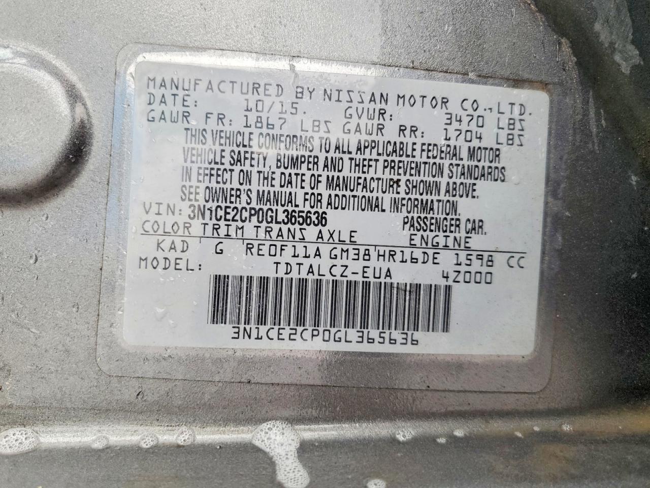 2016 Nissan Versa Note s