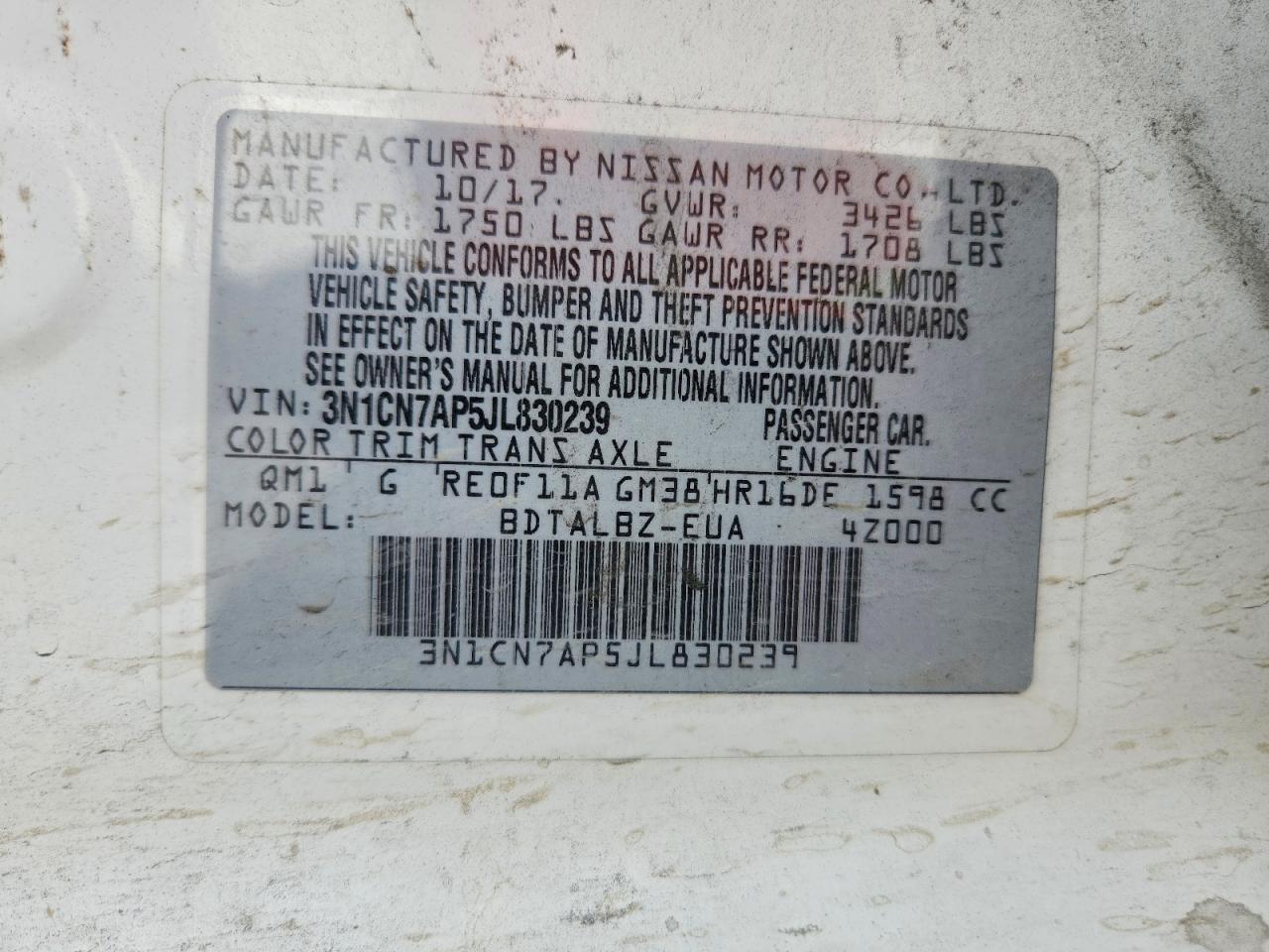2018 Nissan Versa s