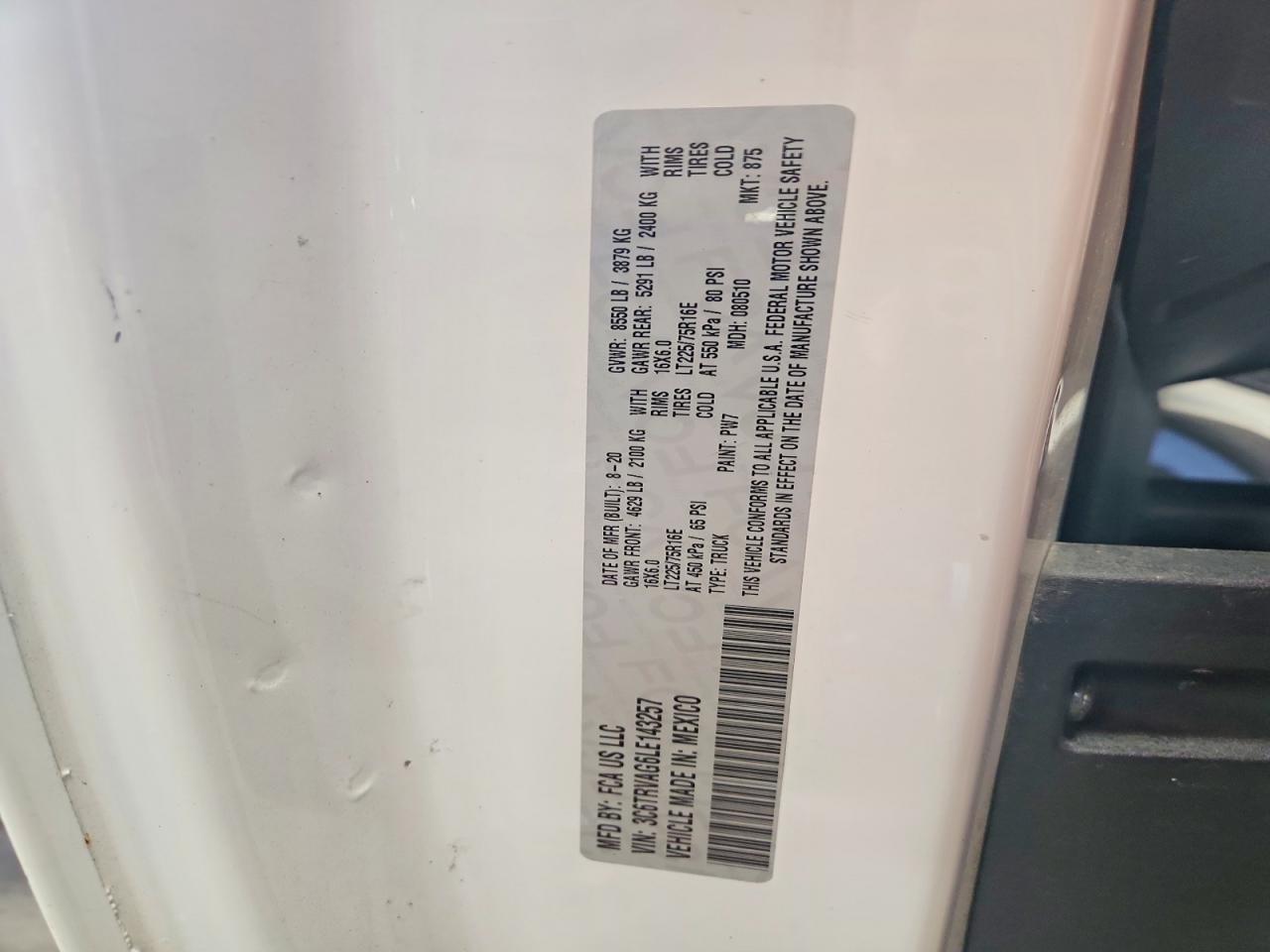 2020 Dodge RAM Promaster 1500 Delivery Van