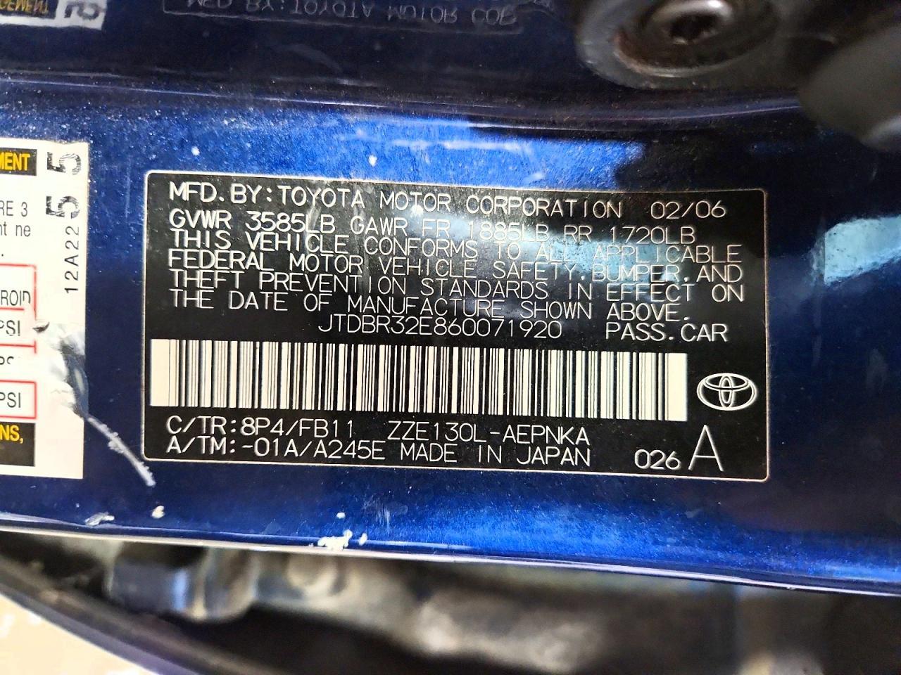 2006 Toyota Corolla le