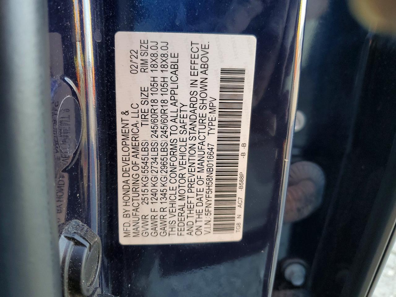 2022 Honda Pilot exl