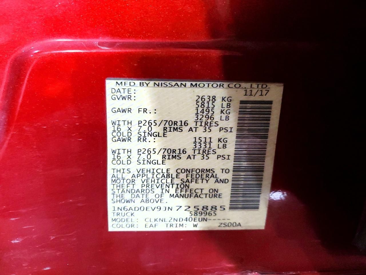 2018 Nissan Frontier s