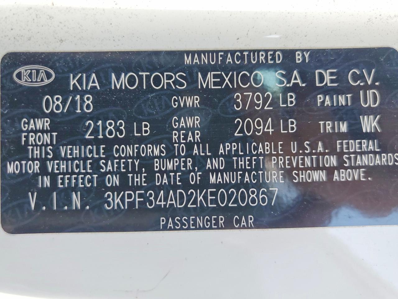 2019 KIA Forte s