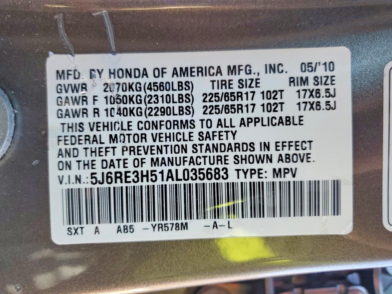 2010 Honda Cr-v ex