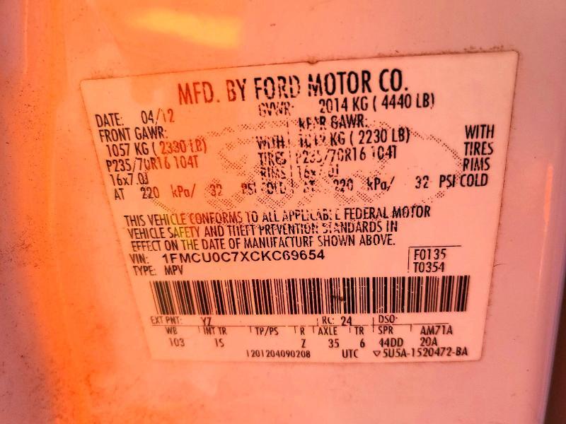 2012 Ford Escape xls