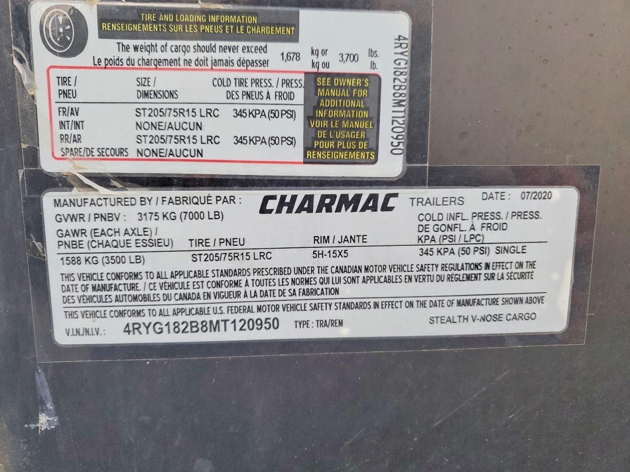 2021 Chah 2021 Charmac Enclosed Cargo Trailer