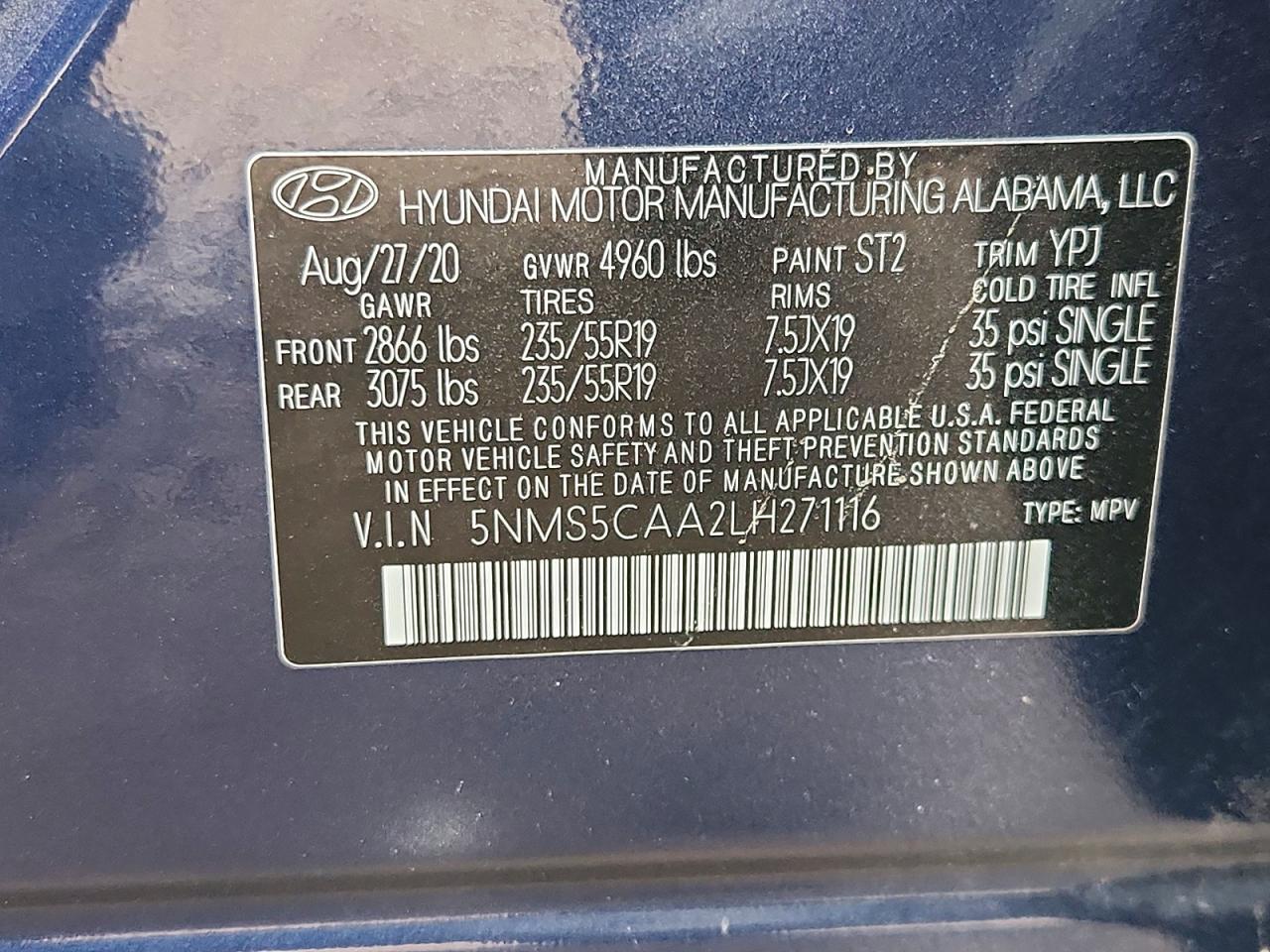 2020 Hyundai Santa fe Limited 2.0t