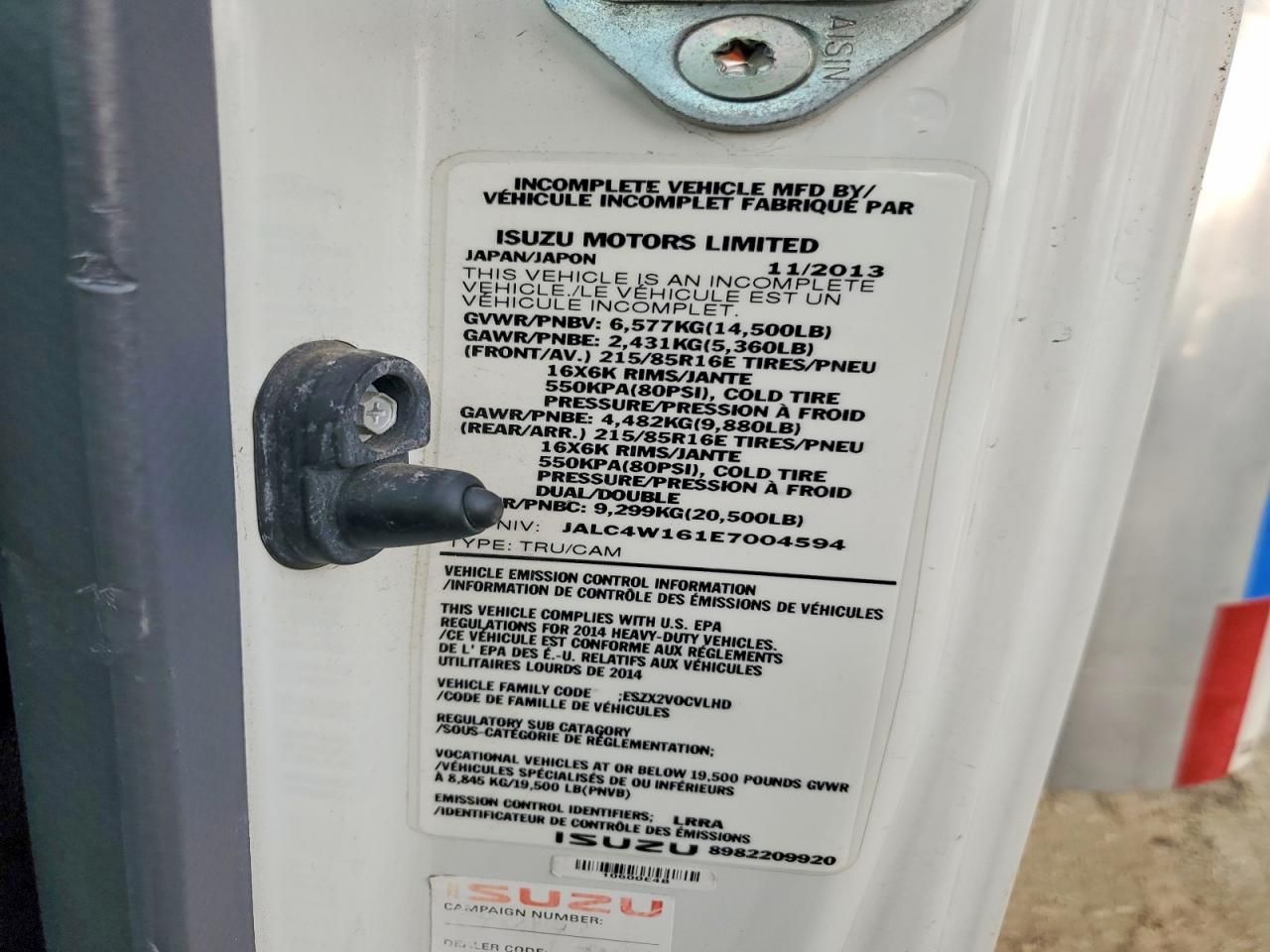 2014 Isuzu NPR HD BOX Truck