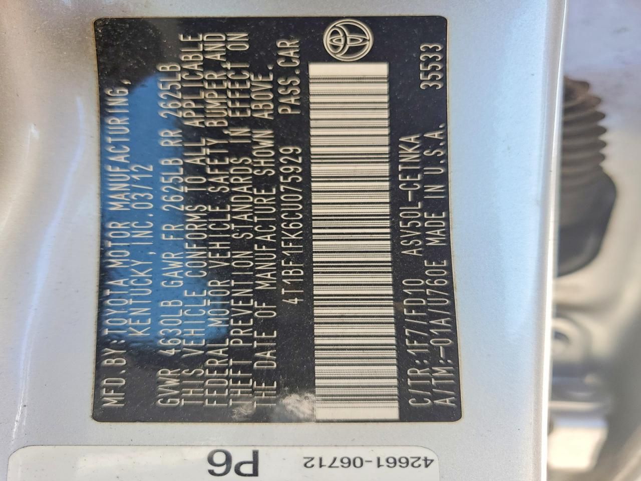 2012 Toyota Camry Base