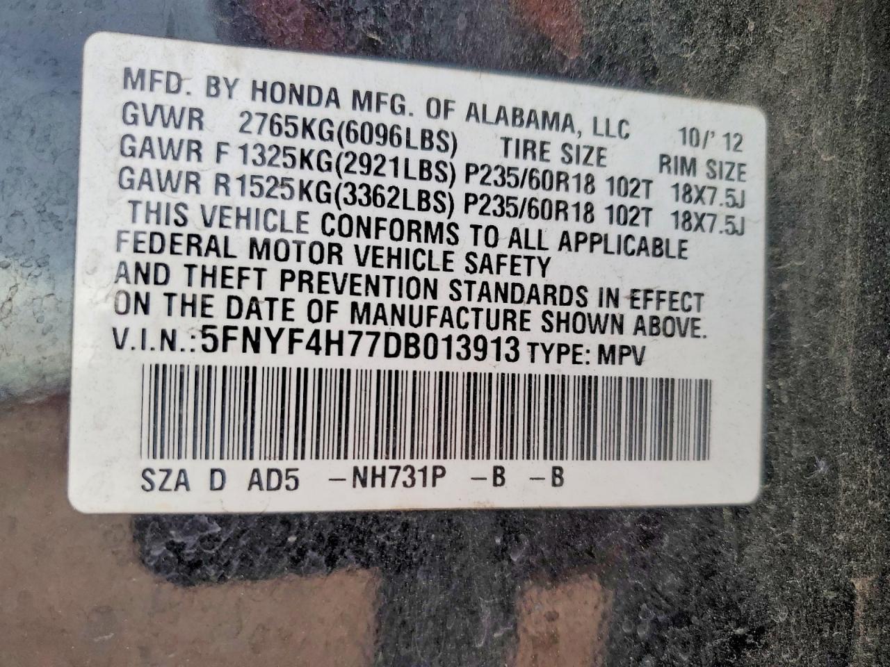 2013 Honda Pilot Exln