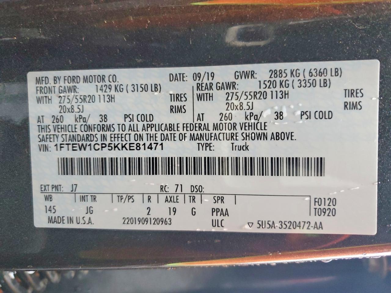 2019 Ford F150 Supercrew