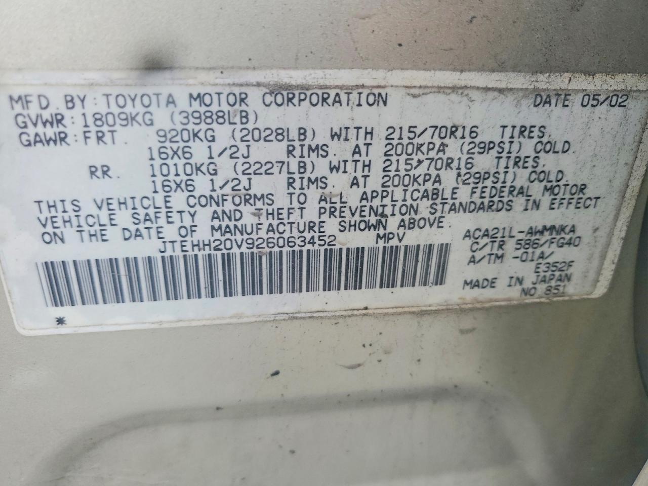 2002 Toyota Rav4 Base