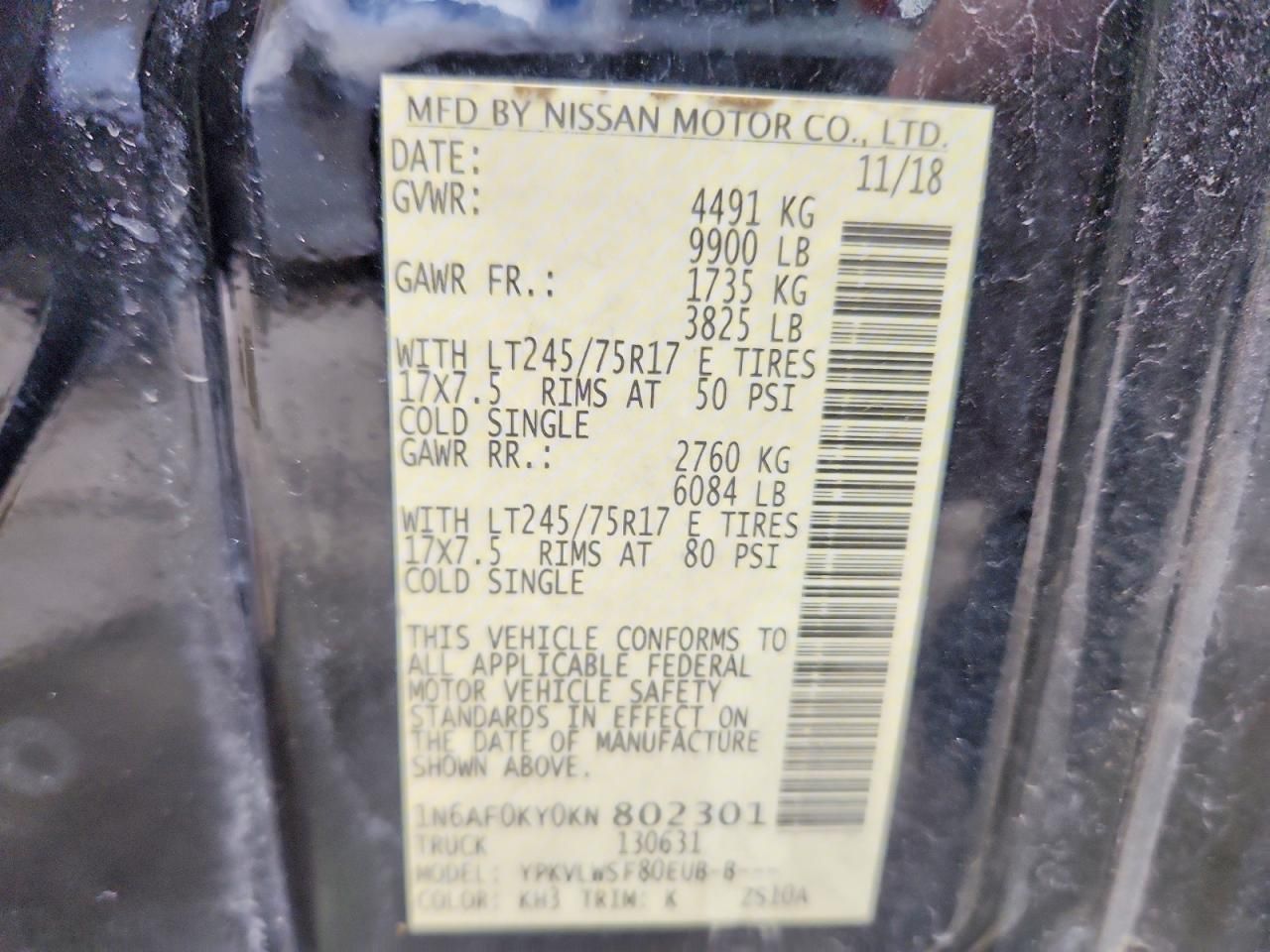 2019 Nissan NV 2500 Utility / Service Van