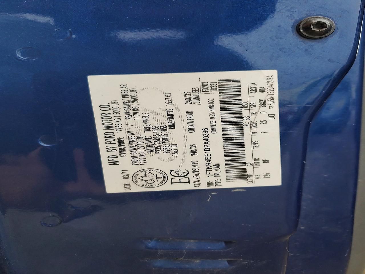 2011 Ford Ranger Super cab