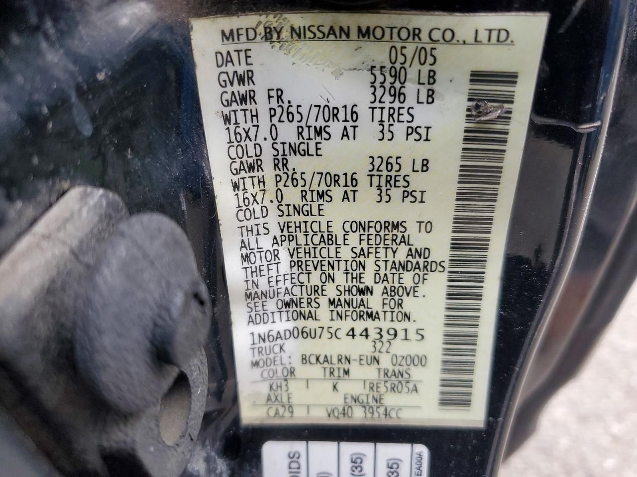 2005 Nissan Frontier King cab le