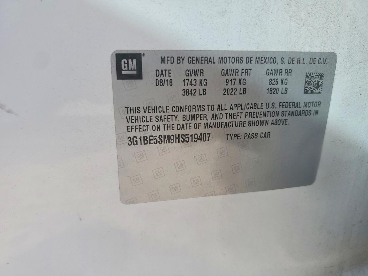 2017 Chevrolet Cruze lt