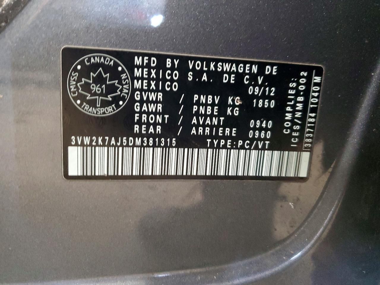 2013 Volkswagen Jetta Base