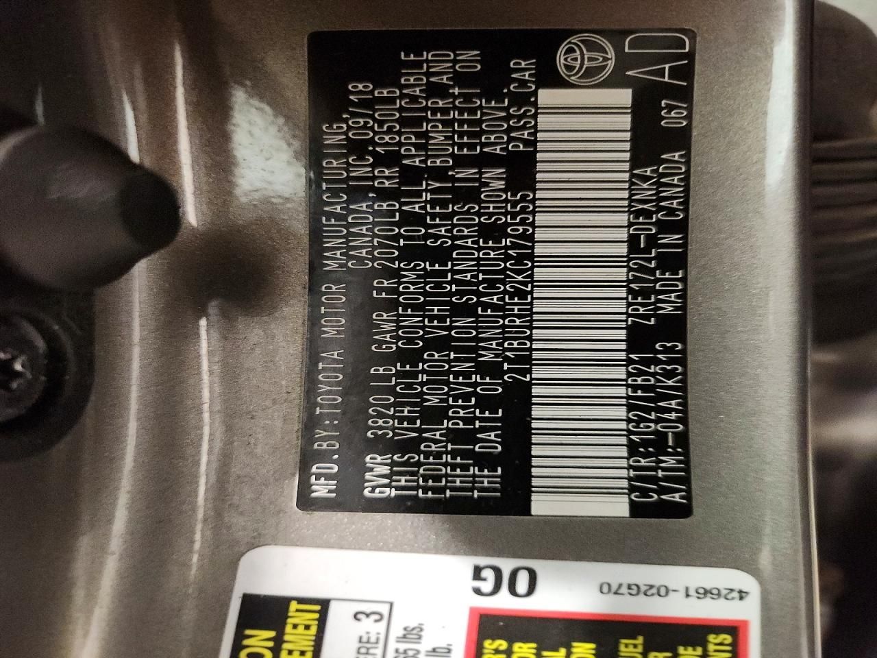 2019 Toyota Corolla l