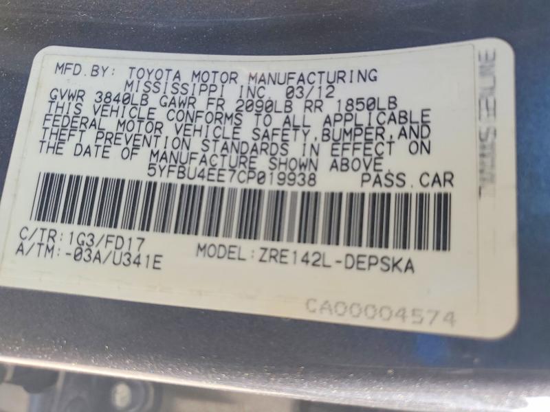 2012 Toyota Corolla s