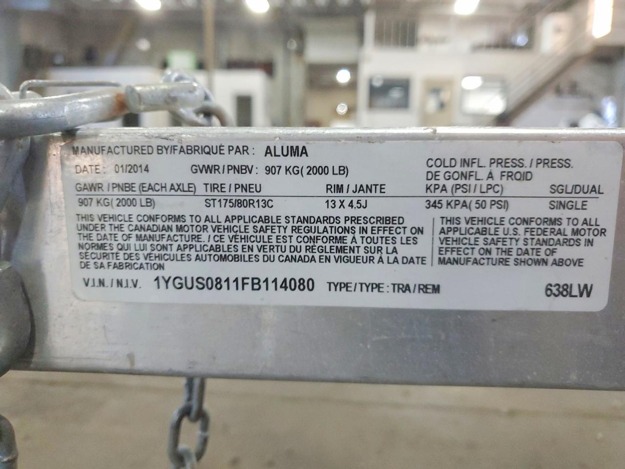 2015 Aluma 638LW Equipment Trailer