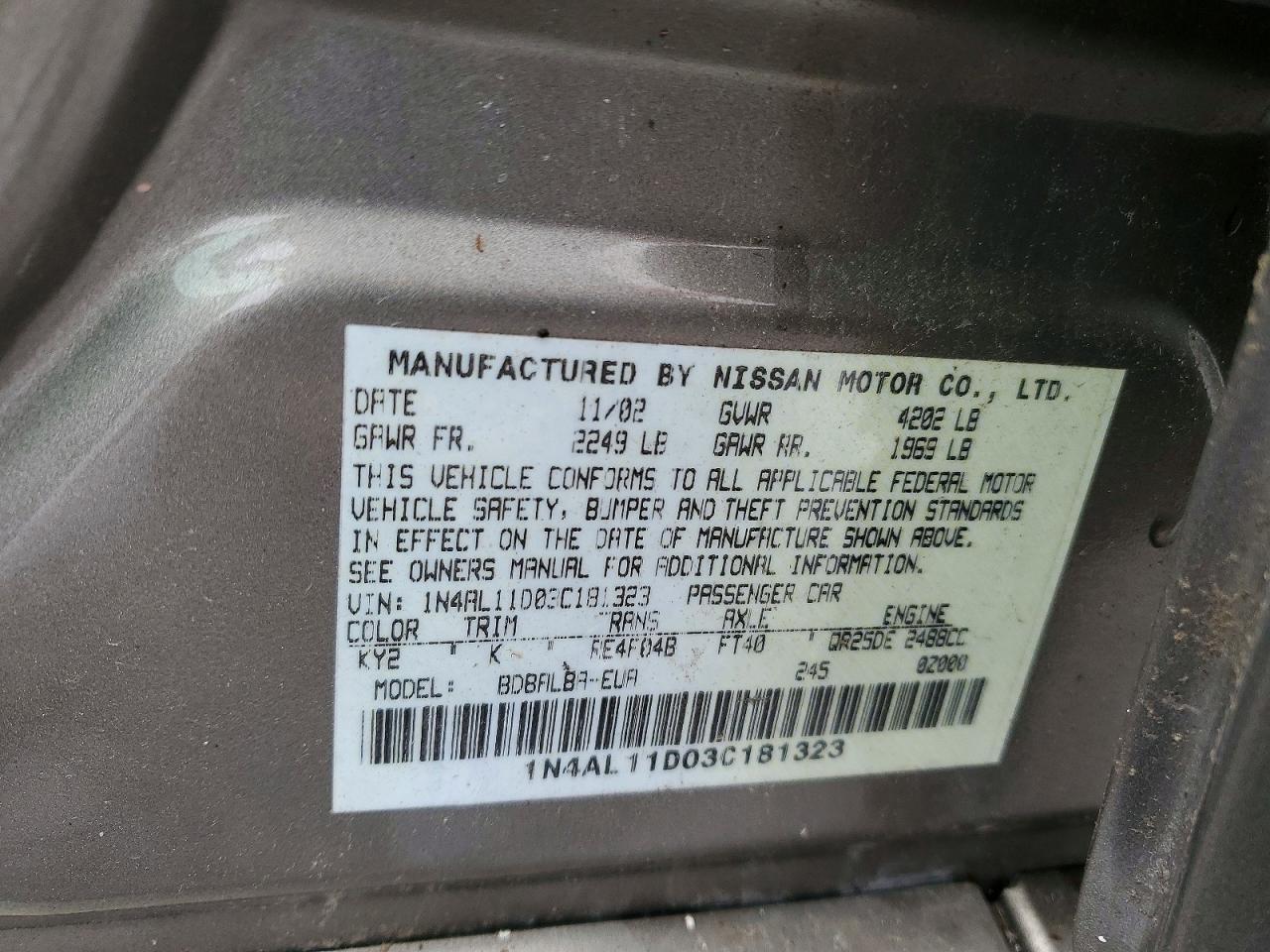 2003 Niss Altima 2.5