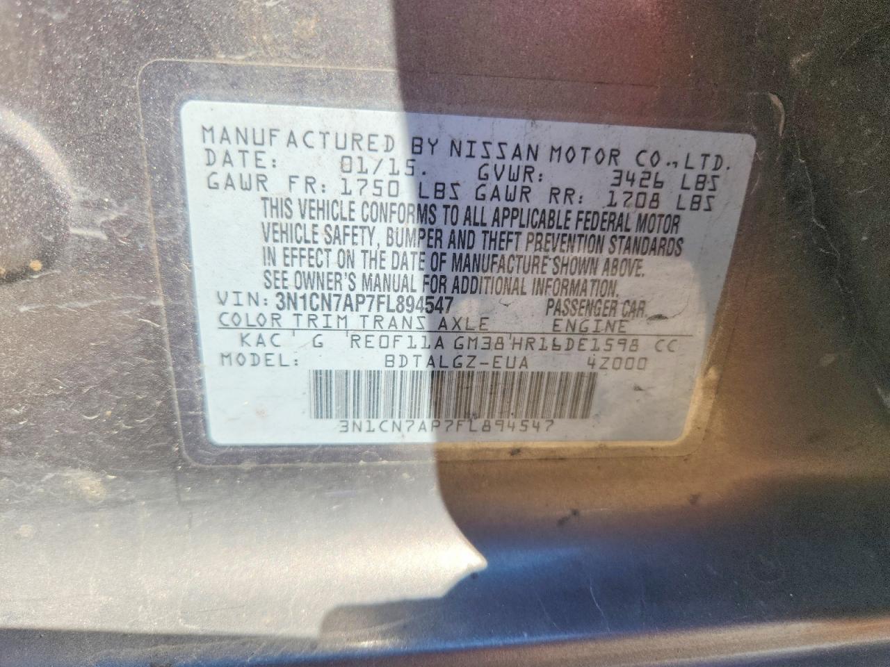 2015 Nissan Versa s